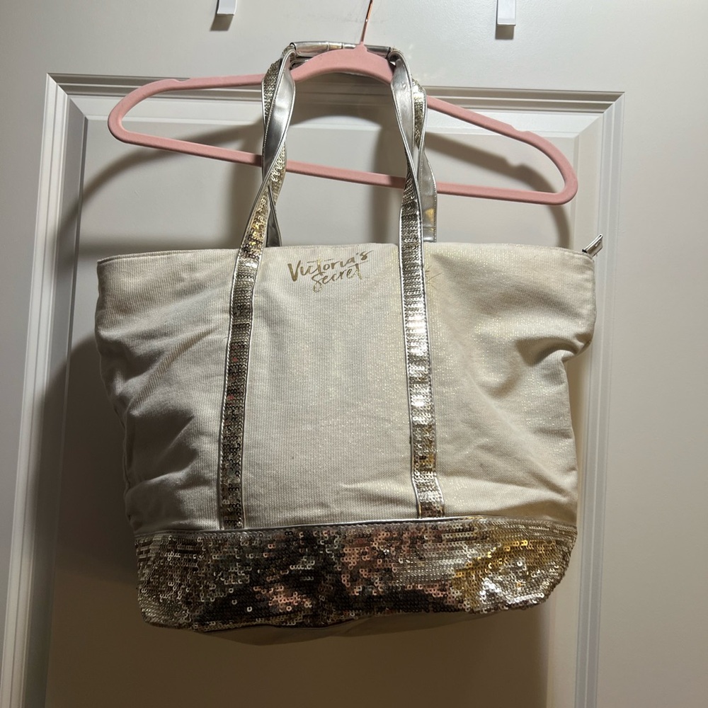 Victoria's Secret Glamorous White and Gold Tote